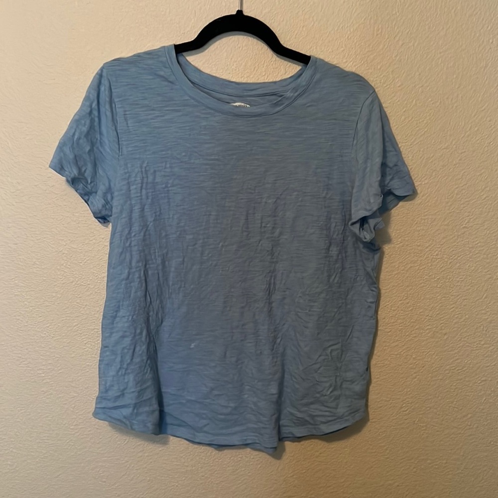 Blue old navy shirt wrinkly but no stains or tears